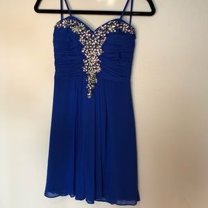 Strapless Blue Gem Sequin Homecoming Dress Size 3